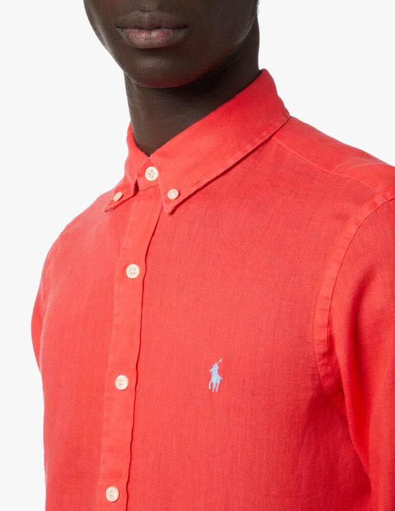 rinascente Polo Ralph Lauren Camicia botton down slim fit in lino - rosso