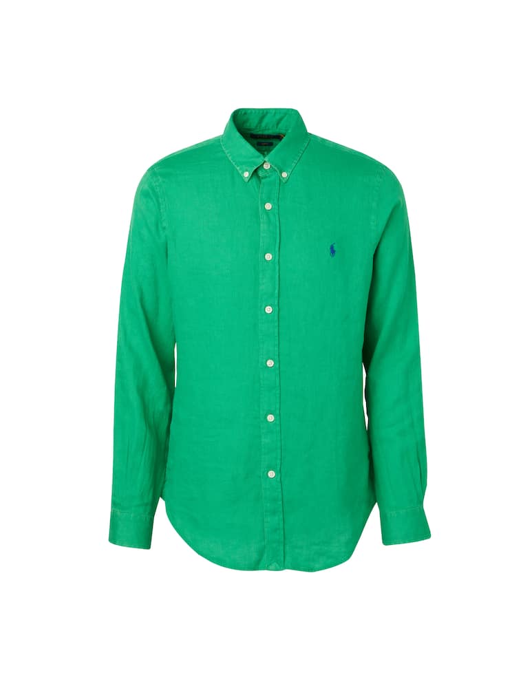 rinascente Polo Ralph Lauren Linen slim fit botton down shirt - green