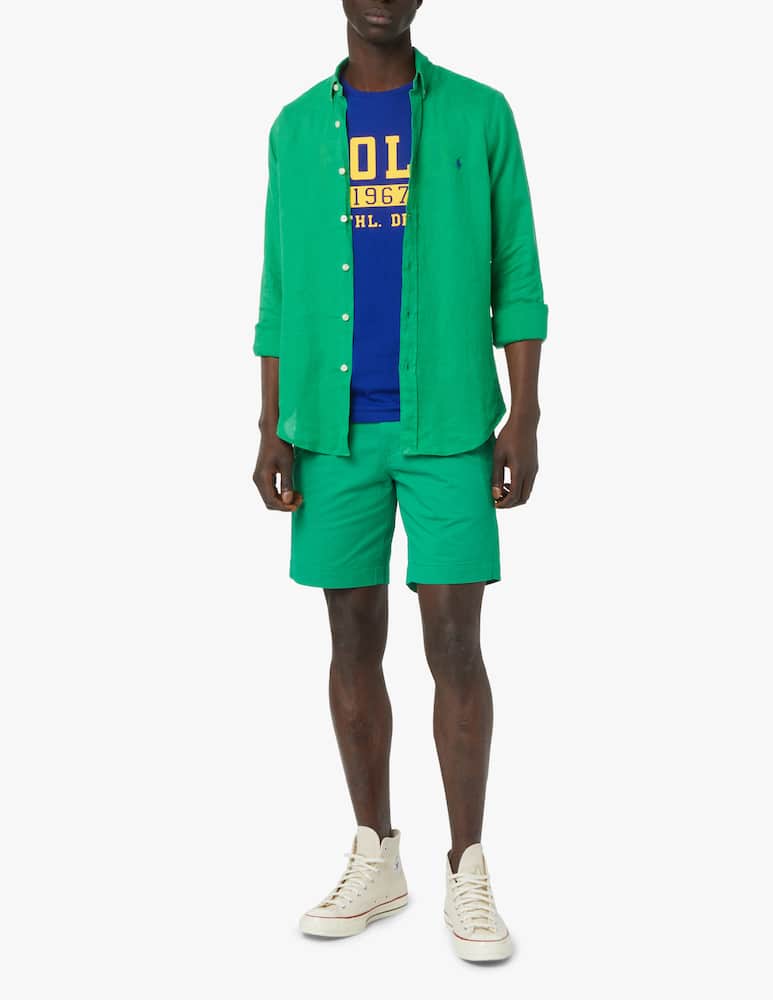 rinascente Polo Ralph Lauren Linen slim fit botton down shirt - green