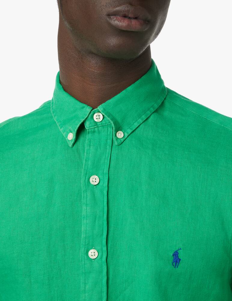 rinascente Polo Ralph Lauren Linen slim fit botton down shirt - green