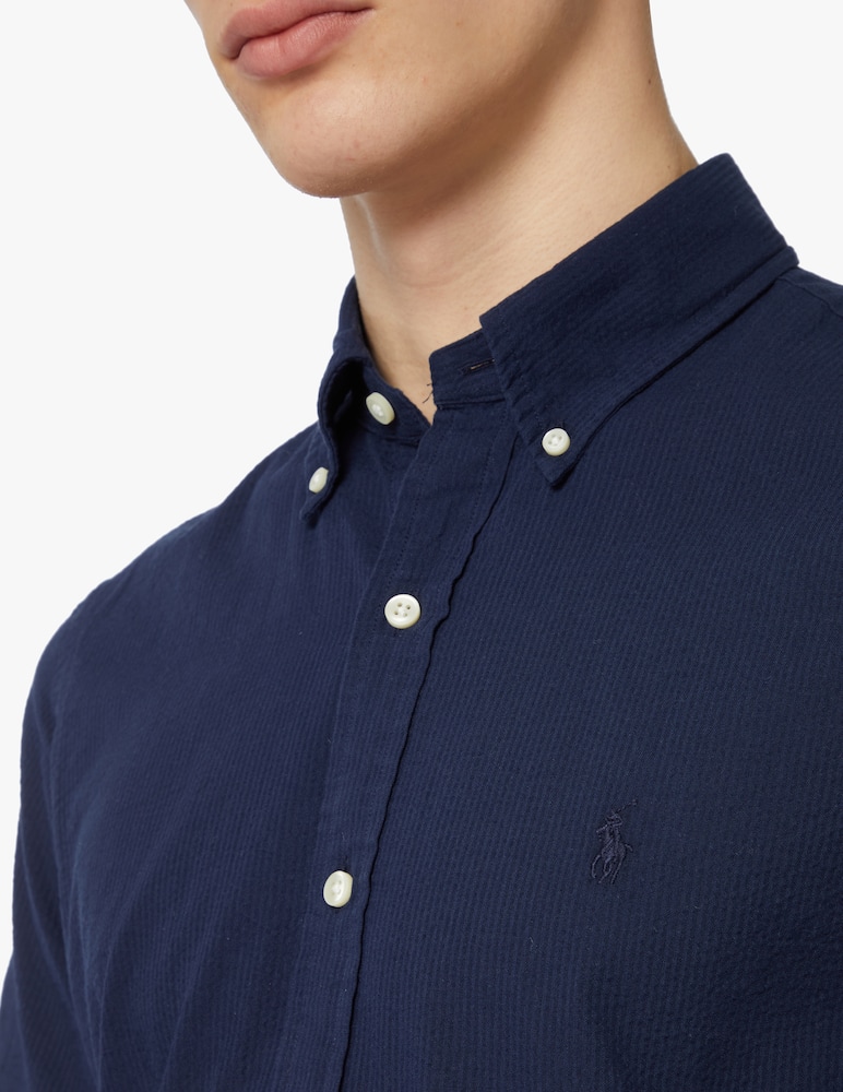 rinascente Polo Ralph Lauren Seersucker short sleeve shirt - blue
