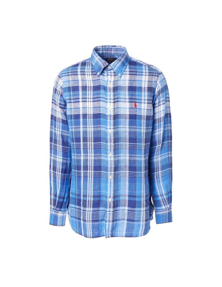 rinascente Polo Ralph Lauren Camicia lino custom scozzesi - blu