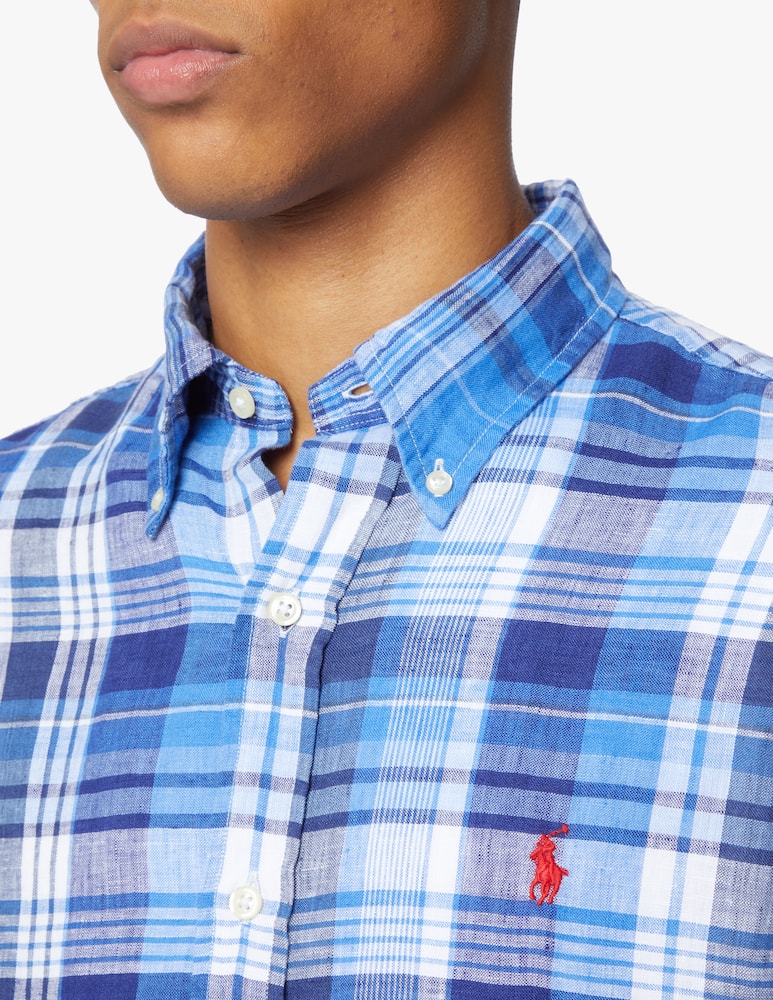 rinascente Polo Ralph Lauren Camicia lino custom scozzesi - blu