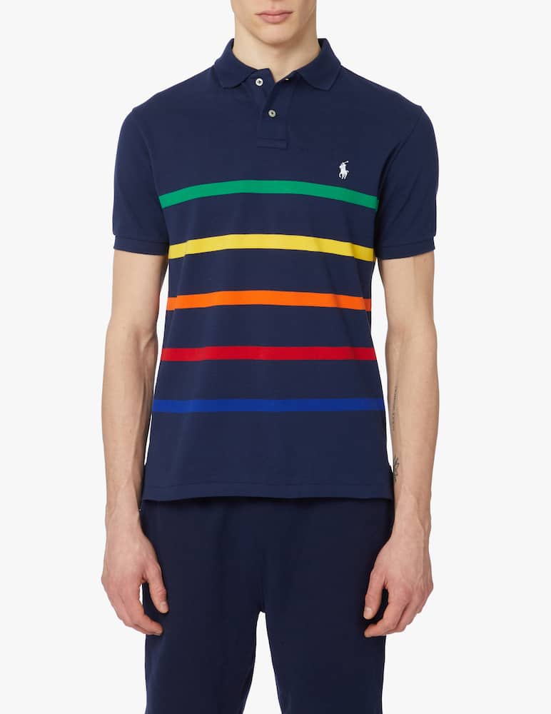 rinascente Polo Ralph Lauren Striped multi mesh poloshirt - blue