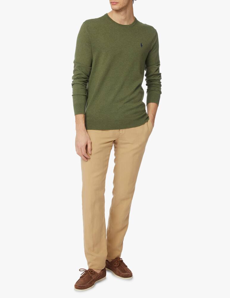 rinascente Polo Ralph Lauren Cotton slim fit roundneck sweater - olive