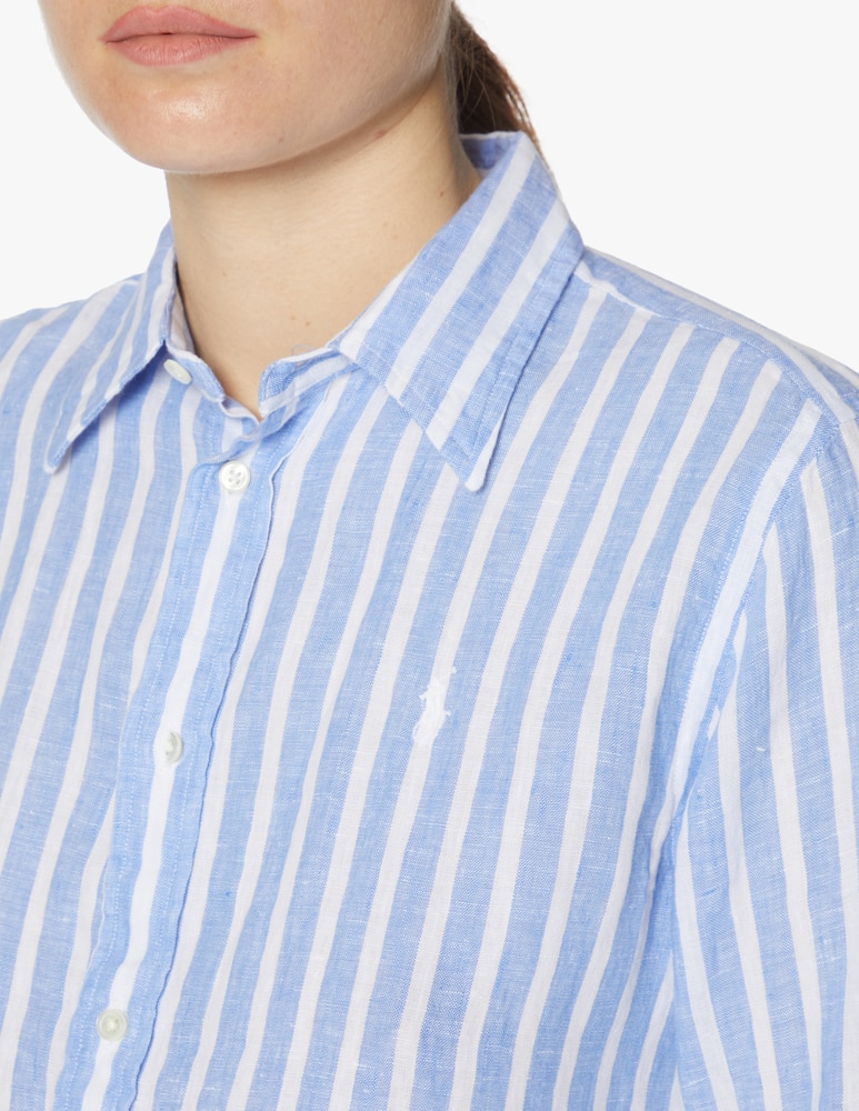rinascente Polo Ralph Lauren Camicia in lino a righe relaxed-fit - azzurro