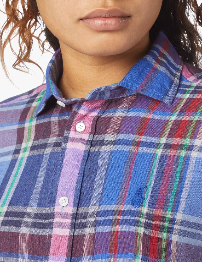 rinascente Polo Ralph Lauren Camicia in lino scozzese classic-fit Georgia - blu