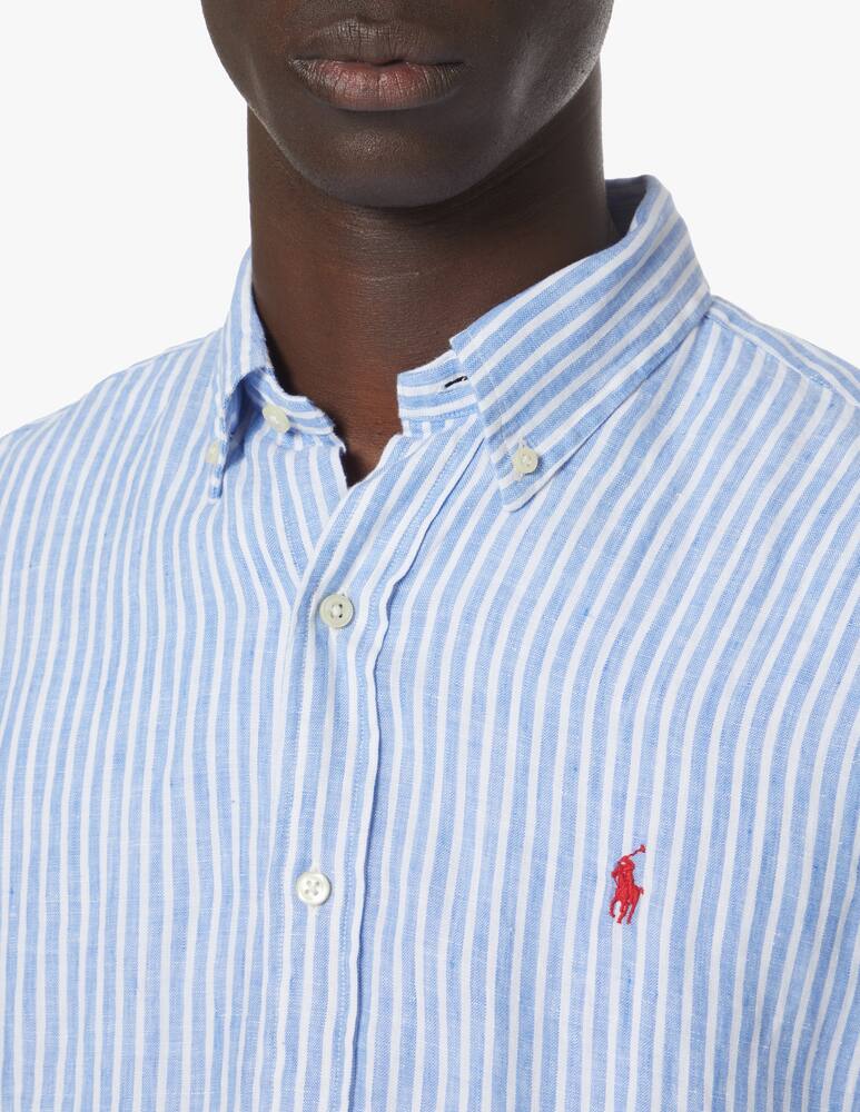 rinascente Polo Ralph Lauren Camicia in lino custom fit a righe - blu