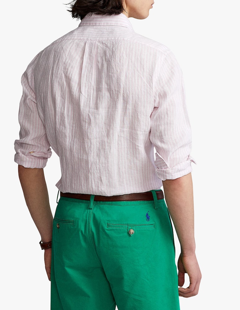 rinascente Polo Ralph Lauren Striped linen custom fit shirt - pink