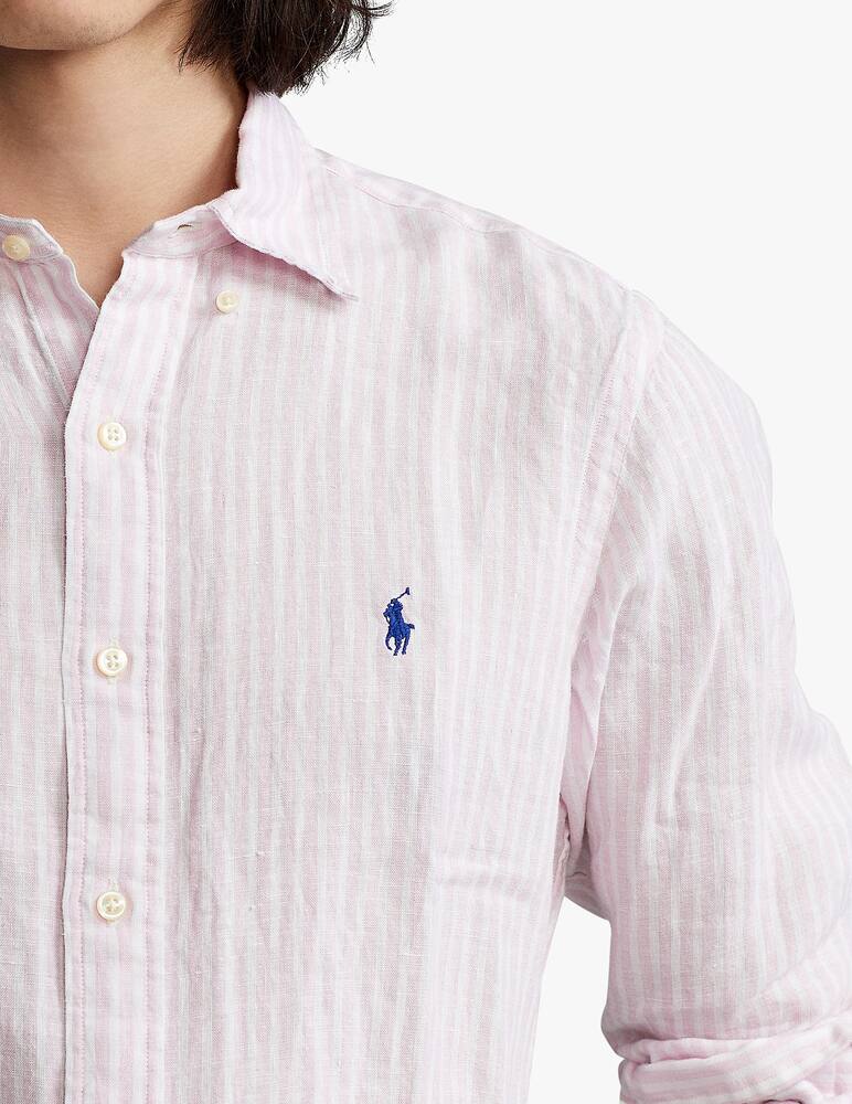 rinascente Polo Ralph Lauren Striped linen custom fit shirt - pink