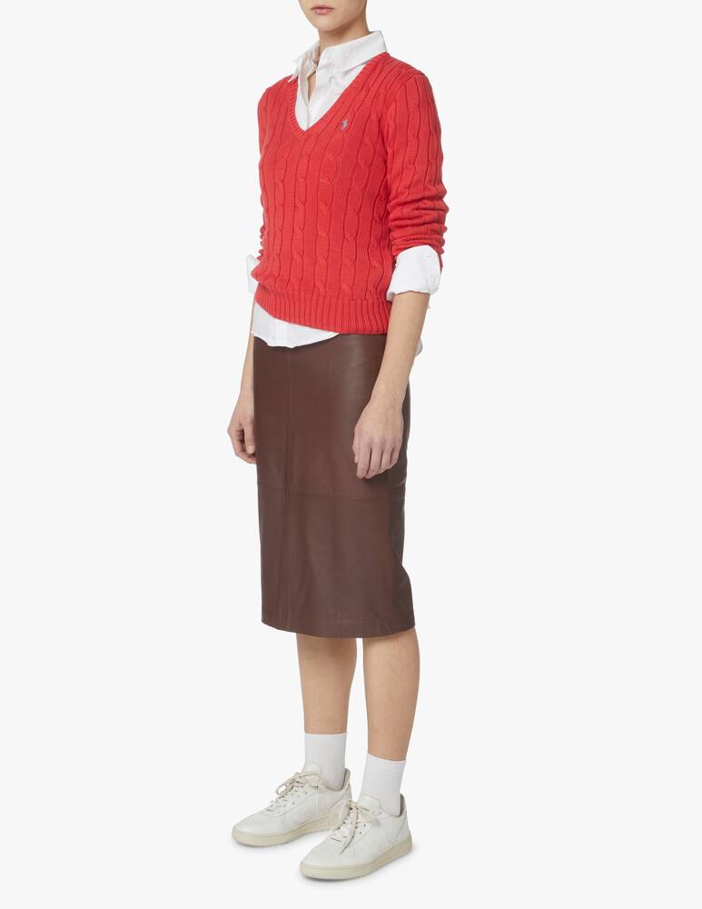 rinascente Polo Ralph Lauren Maglia a trecce con scollo a V Kimberly - rosso
