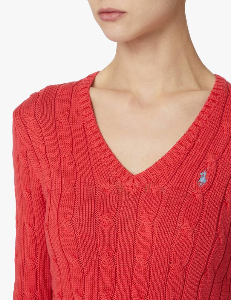 rinascente Polo Ralph Lauren Maglia a trecce con scollo a V Kimberly - rosso