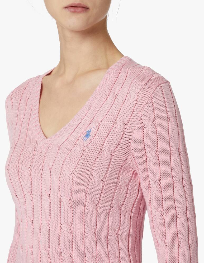 rinascente Polo Ralph Lauren Kimberly V-neck cable-knit sweater - pink