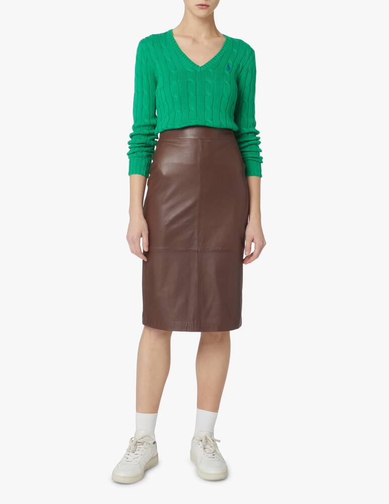 rinascente Polo Ralph Lauren Kimberly V-neck cable-knit sweater - green