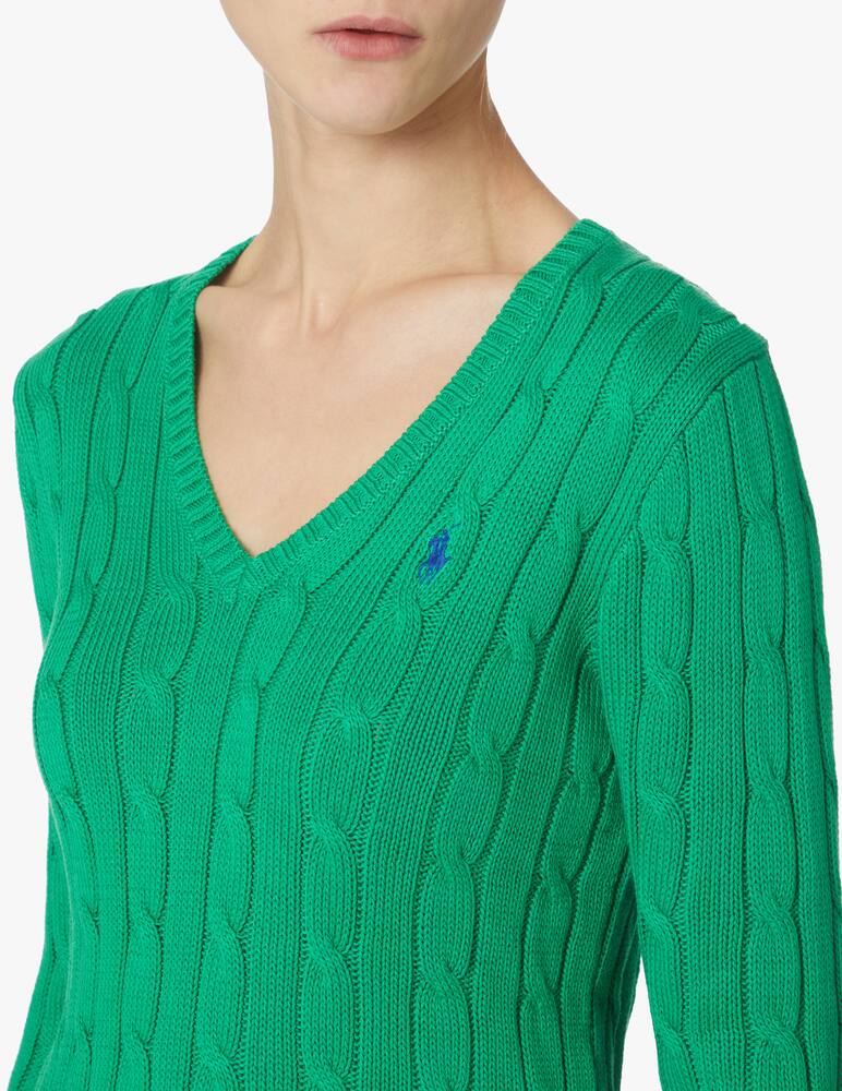 rinascente Polo Ralph Lauren Kimberly V-neck cable-knit sweater - green