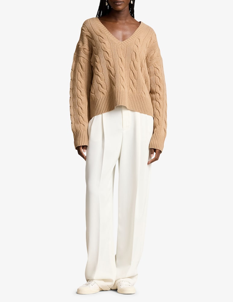 rinascente Polo Ralph Lauren Cable-Knit Wool-Cashmere V-Neck Jumper