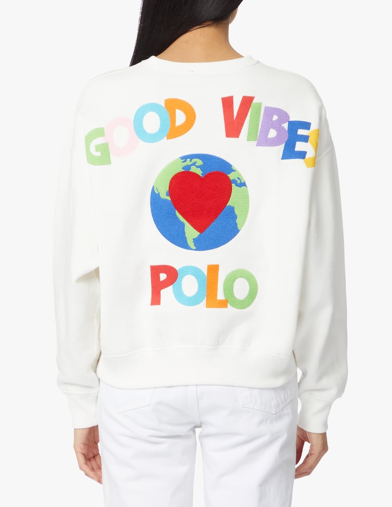 Polo Ralph Lauren Felpa in pile ricamata Good Vibes - bianco - immagine 3 Polo Ralph Lauren Felpa in pile ricamata Good Vibes - bianco - immagine 3