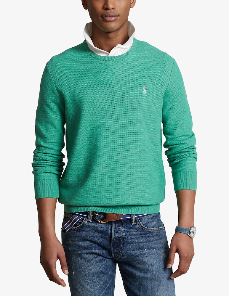 Polo Ralph Lauren Cotton knitting pima nido d'ape roundneck sweater - Green - picture 1 Polo Ralph Lauren Cotton knitting pima nido d'ape roundneck sweater - Green - picture 1
