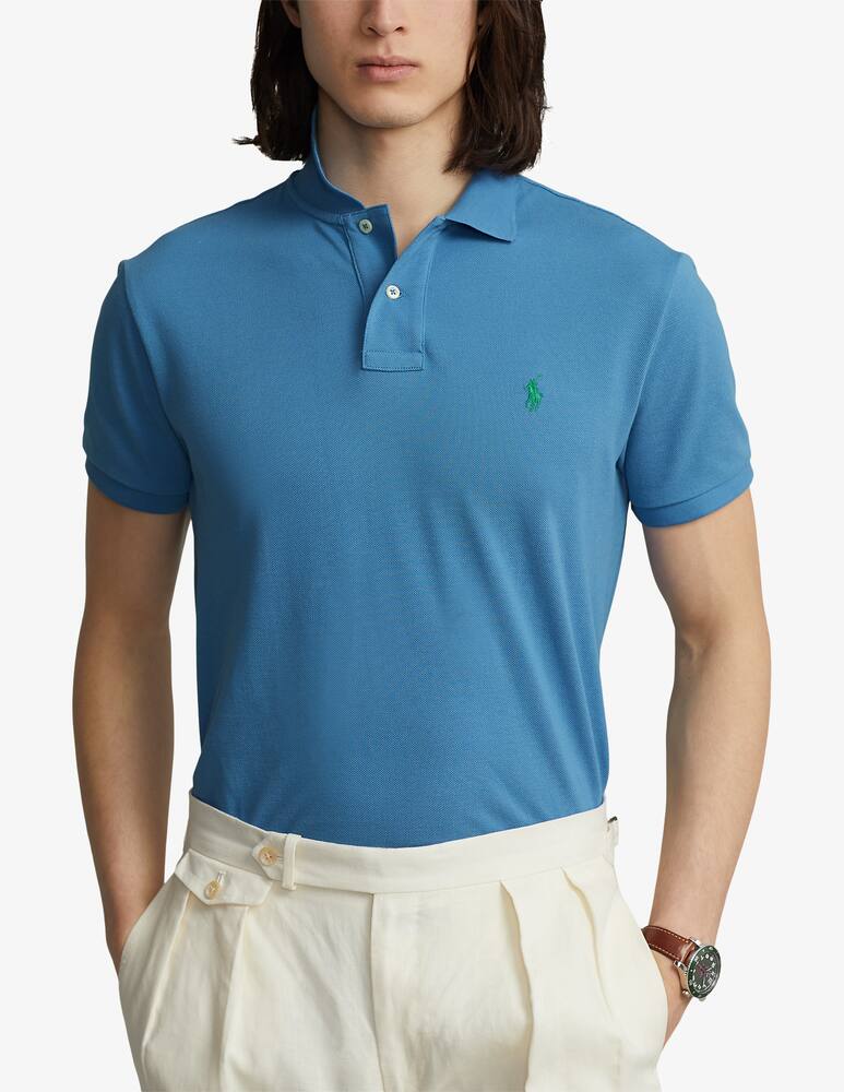 Polo Ralph Lauren Basic mesh slim short sleeve polo - Blue - picture 1 Polo Ralph Lauren Basic mesh slim short sleeve polo - Blue - picture 1