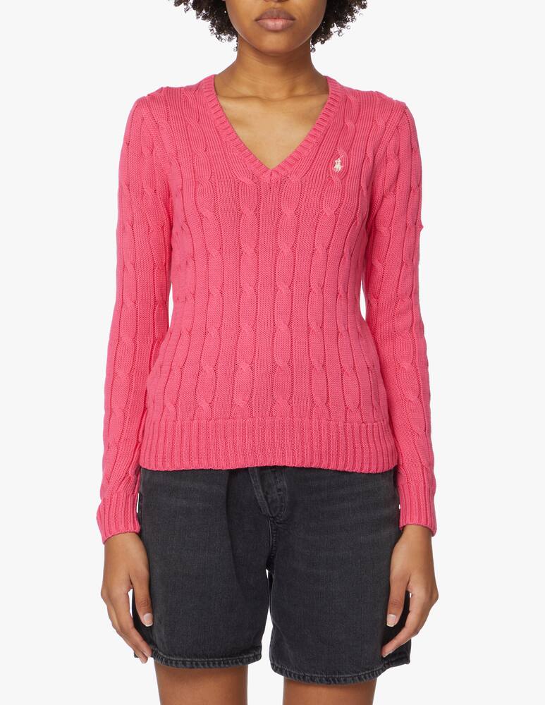 Polo Ralph Lauren Kimberly V-neck cable-knit sweater - pink - picture 1