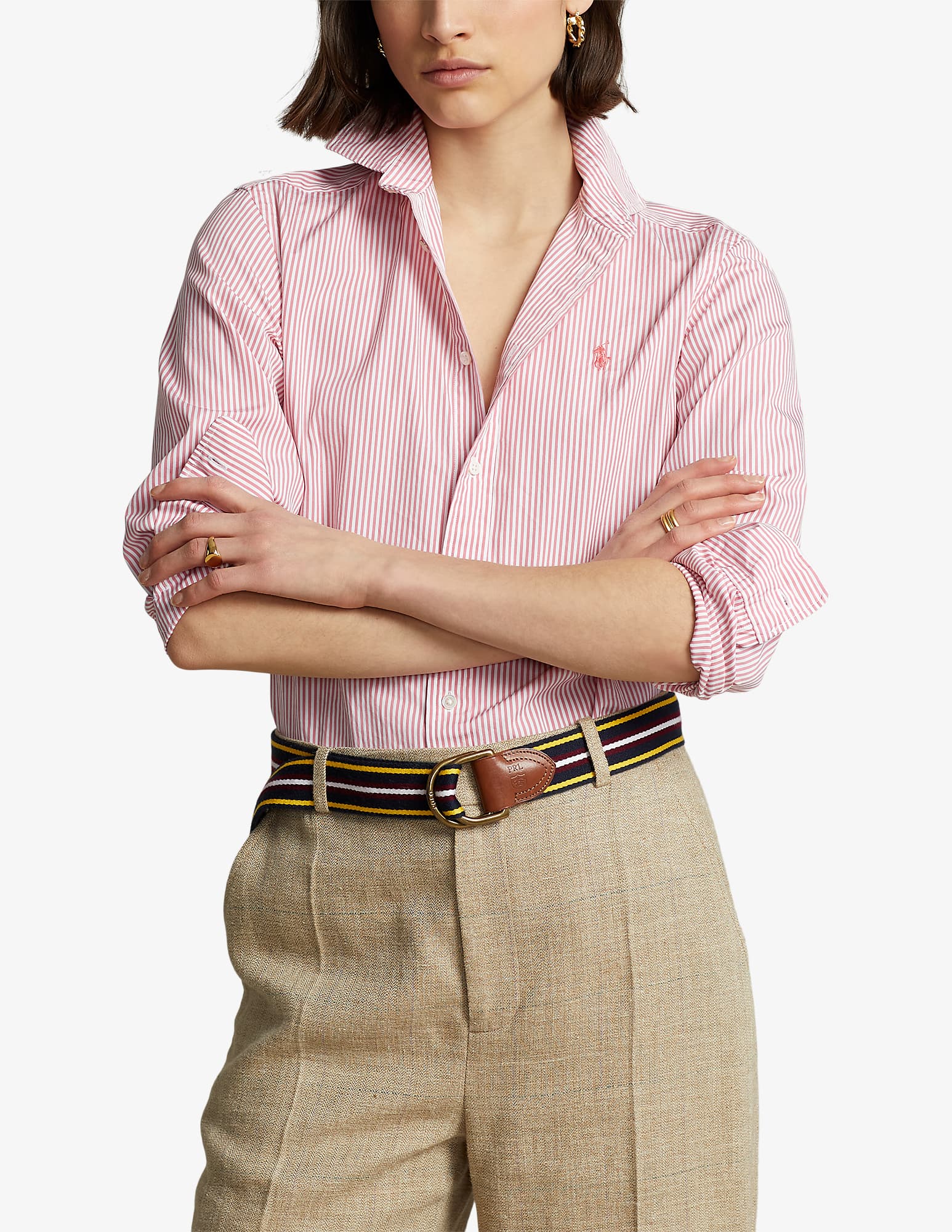 Shop Polo Ralph Lauren Georgia long sleeve shirt - Pink on Shop Polo Ralph Lauren Georgia long sleeve shirt - Pink on