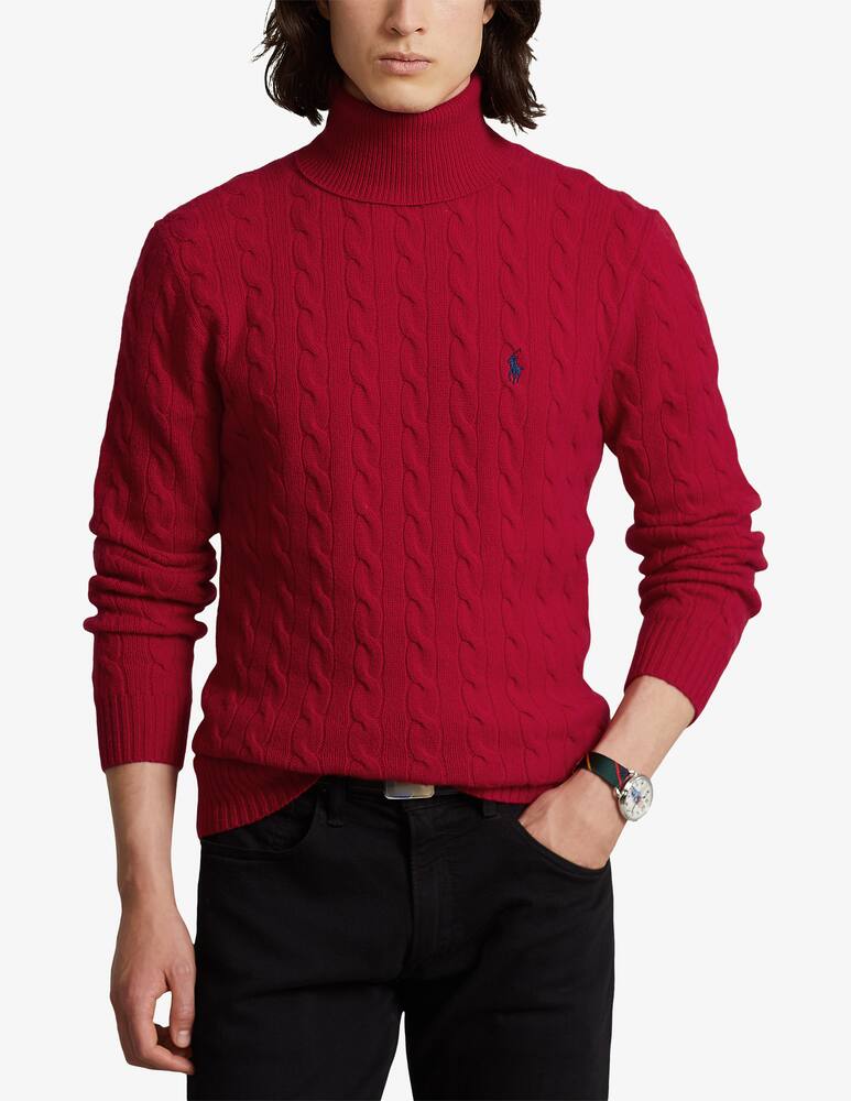 Polo Ralph Lauren Cable cashmere turtleneck - Red - picture 1 Polo Ralph Lauren Cable cashmere turtleneck - Red - picture 1