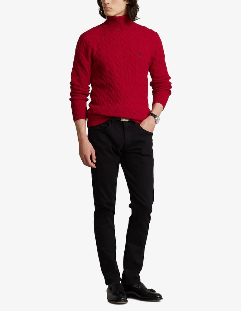 Polo Ralph Lauren Cable cashmere turtleneck - Red - picture 2 Polo Ralph Lauren Cable cashmere turtleneck - Red - picture 2