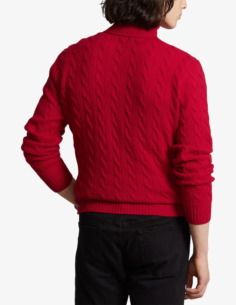 Polo Ralph Lauren Cable cashmere turtleneck - Red - picture 3 Polo Ralph Lauren Cable cashmere turtleneck - Red - picture 3