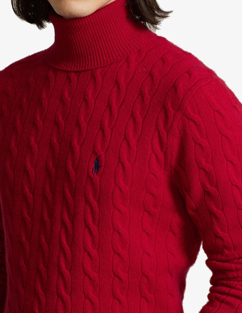 Polo Ralph Lauren Cable cashmere turtleneck - Red - picture 4 Polo Ralph Lauren Cable cashmere turtleneck - Red - picture 4