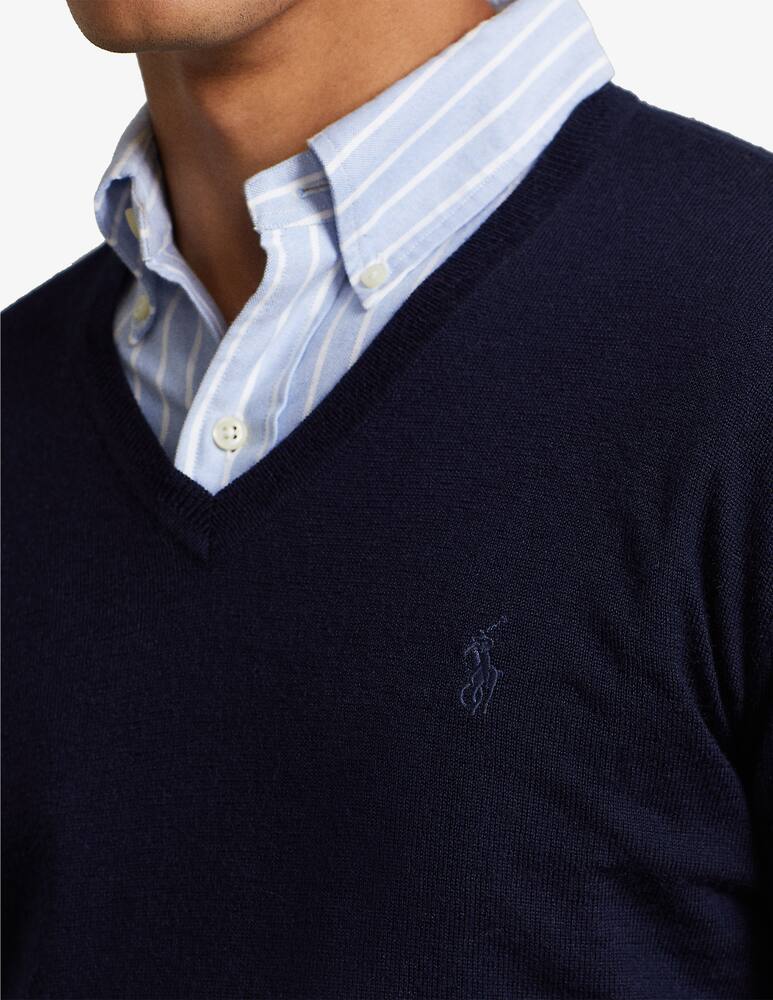 rinascente Polo Ralph Lauren Merino v neckline sweater - Blue