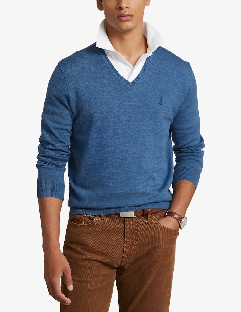 Polo Ralph Lauren Maglia scollo a v merino - Blu - immagine 1 Polo Ralph Lauren Maglia scollo a v merino - Blu - immagine 1