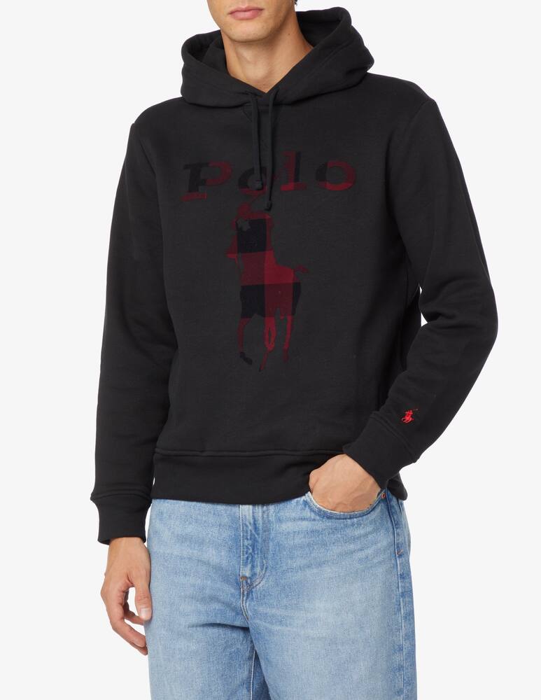 Polo Ralph Lauren Felpa con cappuccio pony a quadri - Nero - immagine 1