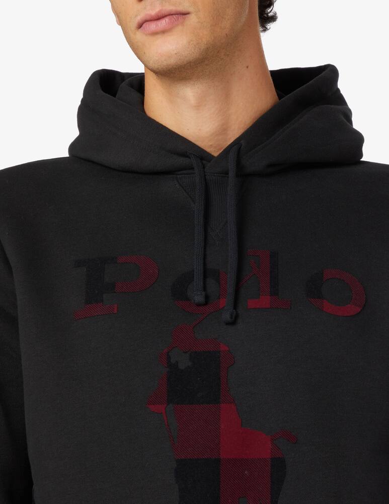 rinascente Polo Ralph Lauren Felpa con cappuccio pony a quadri - Nero