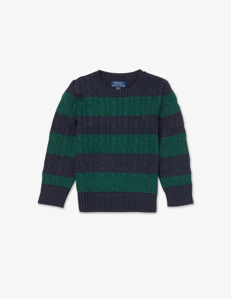 rinascente Polo Ralph Lauren Striped cable knit cotton sweater - Green