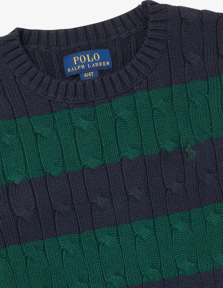 rinascente Polo Ralph Lauren Striped cable knit cotton sweater - Green