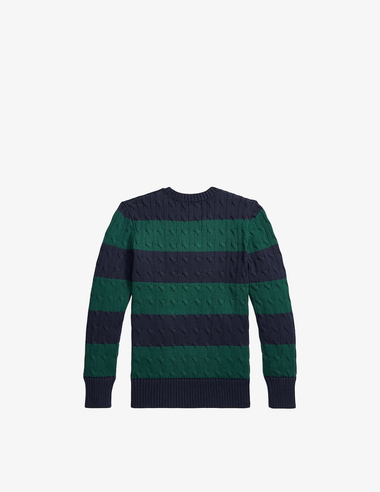rinascente Polo Ralph Lauren Striped cable knit cotton sweater - Green