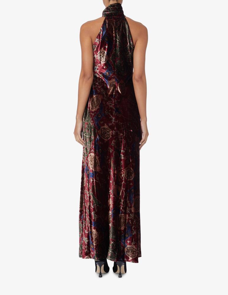 rinascente Lauren Ralph Lauren Garima print velvet sleeveless halter gown - Brown