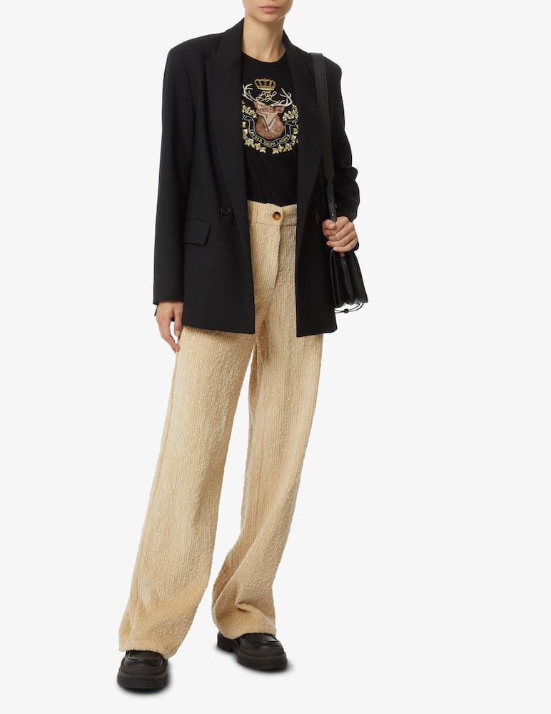 rinascente Lauren Ralph Lauren Katlin beaded crest cotton blend t-shirt - Black