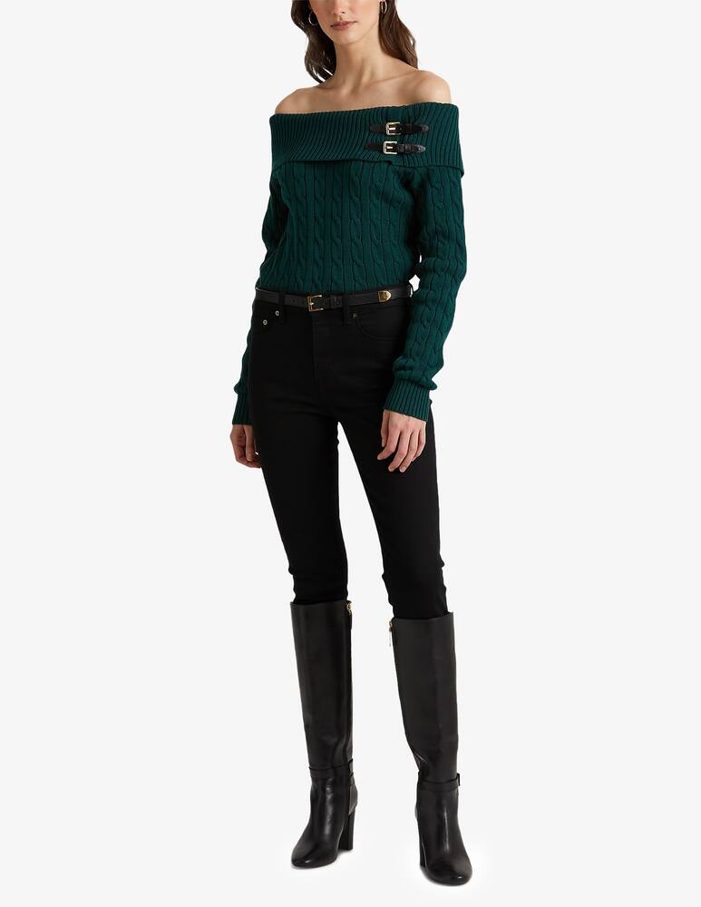 rinascente Lauren Ralph Lauren Maglione lavorato a trecce con spalle scoperte Abilafia - Verde