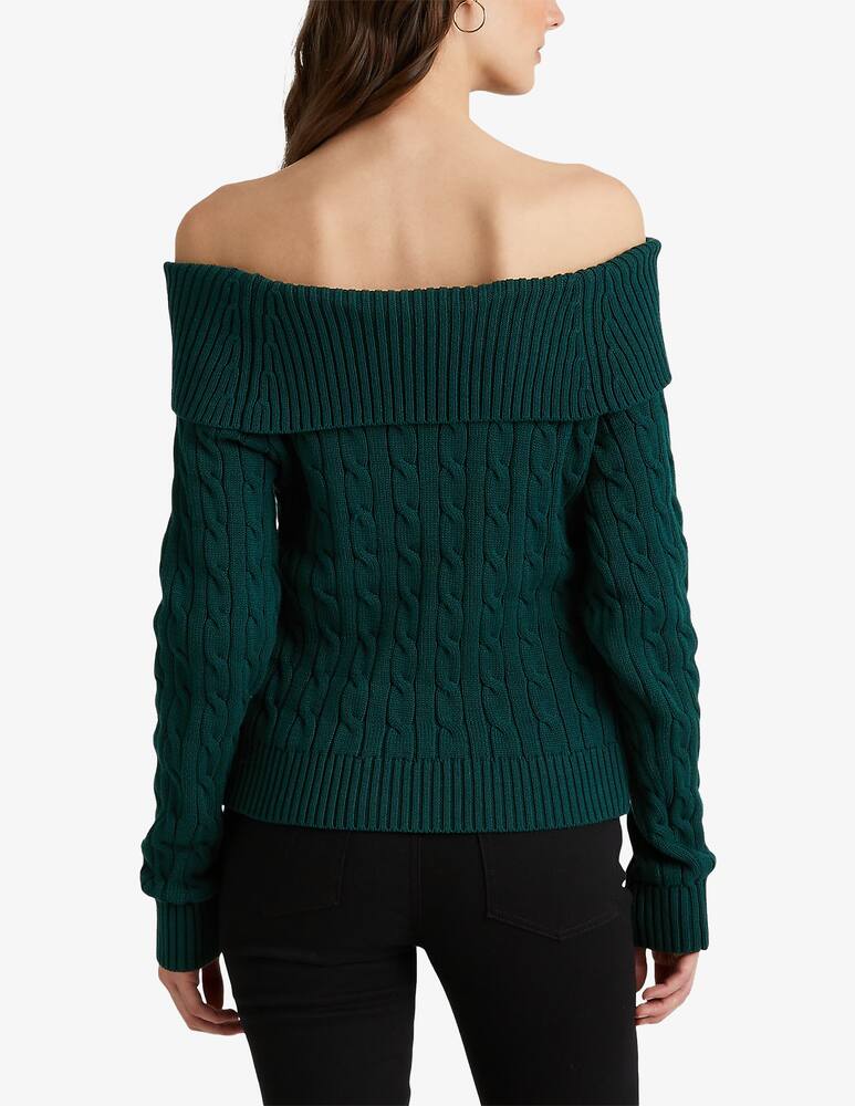 rinascente Lauren Ralph Lauren Maglione lavorato a trecce con spalle scoperte Abilafia - Verde