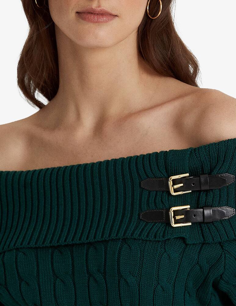 rinascente Lauren Ralph Lauren Maglione lavorato a trecce con spalle scoperte Abilafia - Verde