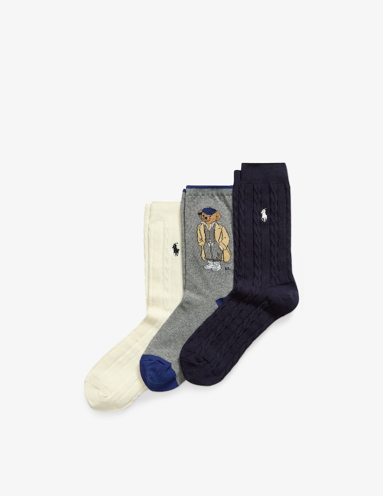 rinascente Polo Ralph Lauren Calze crew con orsetto 3 pack
