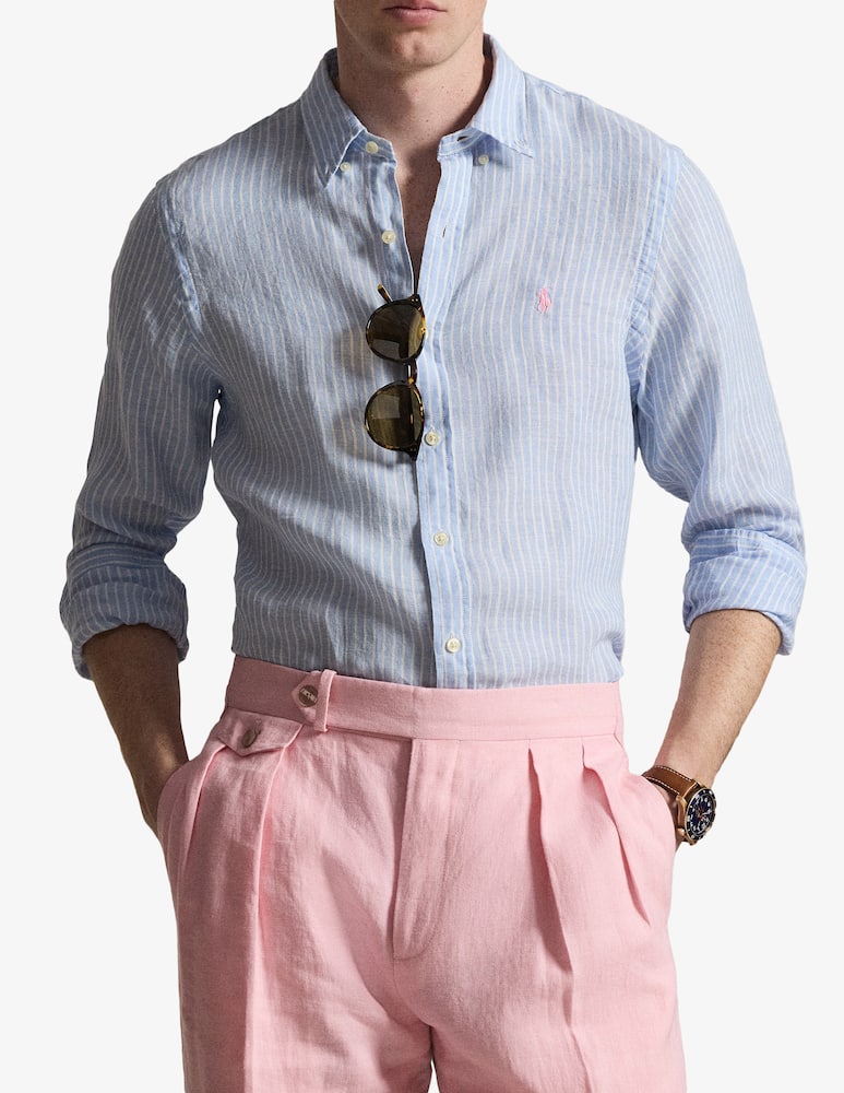 rinascente Polo Ralph Lauren Camicia a righe in lino slim fit