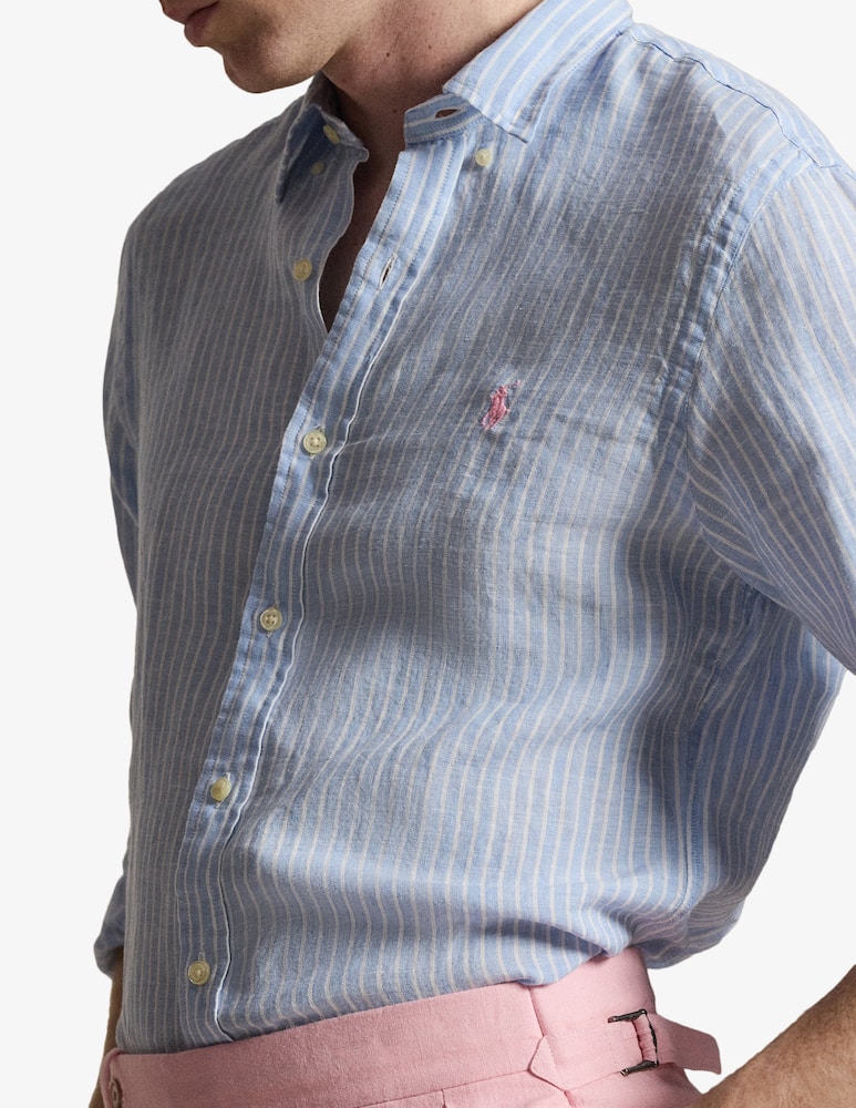 rinascente Polo Ralph Lauren Camicia a righe in lino slim fit