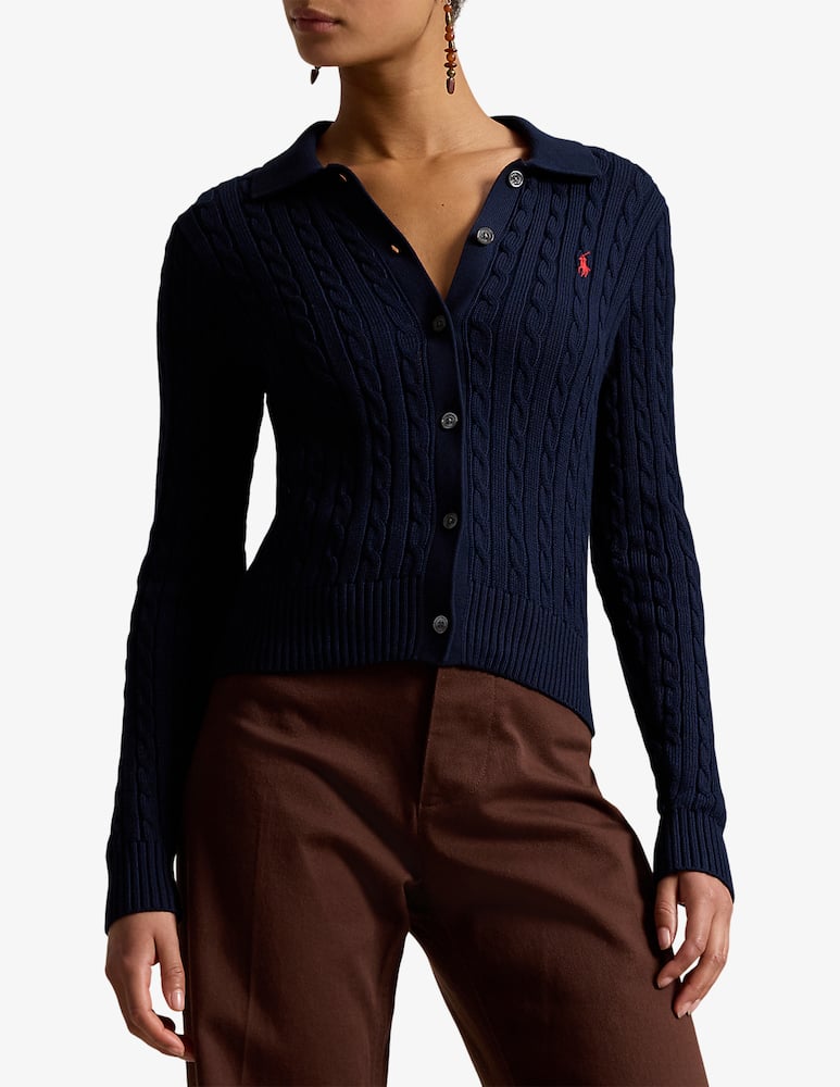 Polo Ralph Lauren Cardigan trecce con colletto - immagine 1