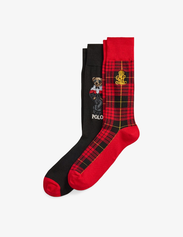 rinascente Polo Ralph Lauren calze con orsetto tartan 2 pack