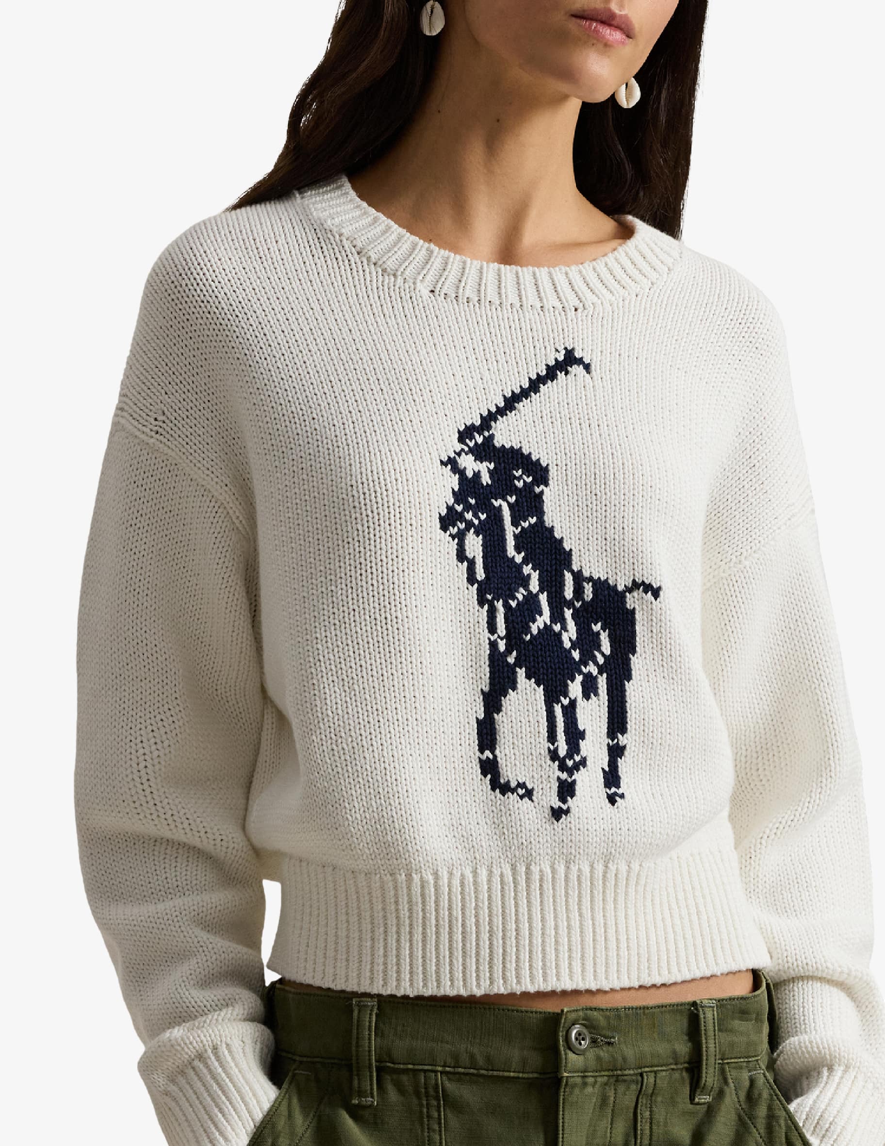 Shop Polo Ralph Lauren Cotton pullover with logo on Rinascente