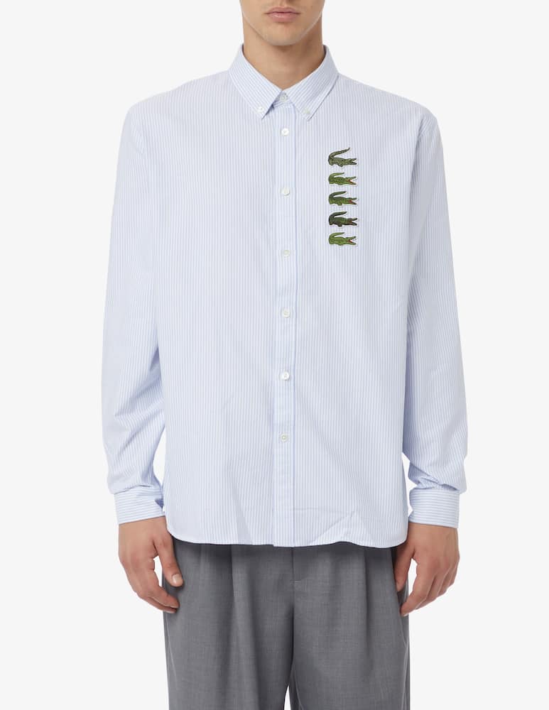 rinascente Lacoste Oxford cocco timeline stripes shirt