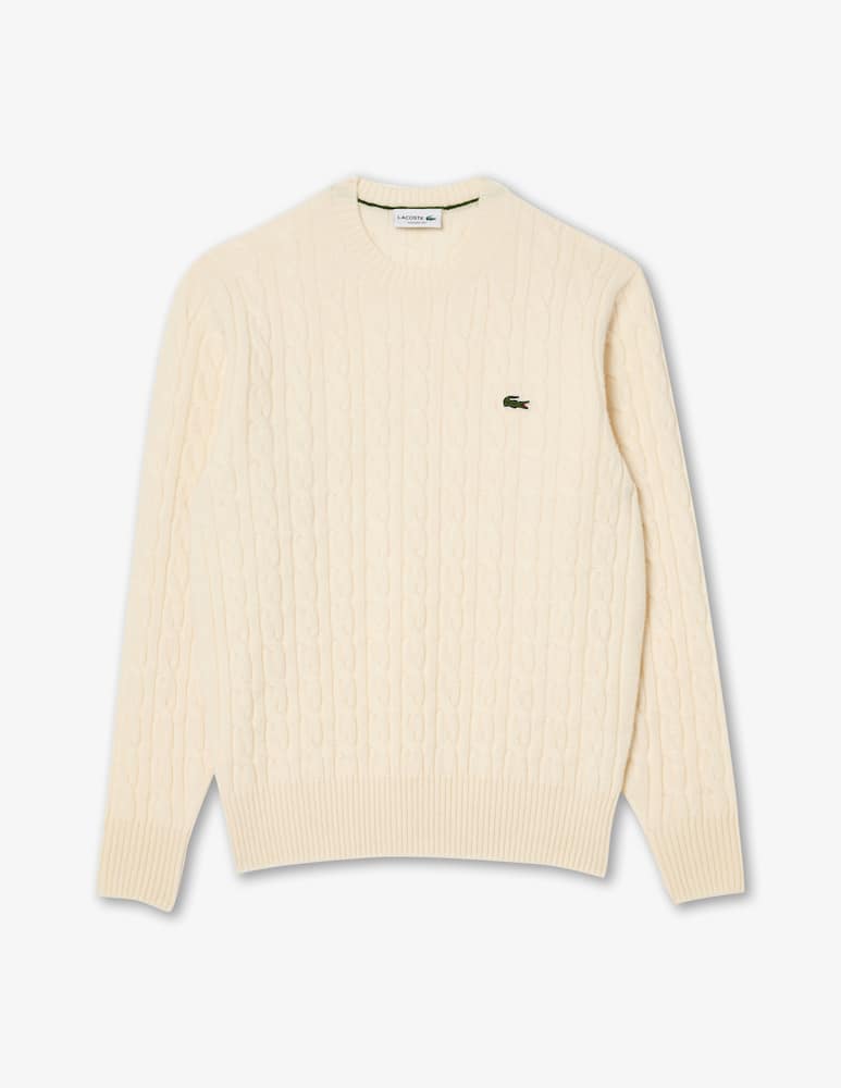 Lacoste Maglia girocollo in lana cable - immagine 1 Lacoste Maglia girocollo in lana cable - immagine 1