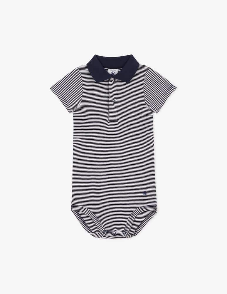 Petit Bateau Striped polo bodysuit - picture 1 Petit Bateau Striped polo bodysuit - picture 1